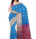 Woven  Cotton Soft  Saree New 2025 (Blue&Pink )