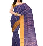 Woven  Soft  Cotton Saree New ( Dark Blue )