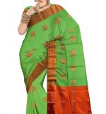 Woven  Soft  soft  Cotton  Saree New ( Green & Coper )
