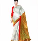 Banarasi Art Silk Saree  (Red, White)