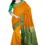 Banarasi Silk Blend Saree  (Oreng) Art Silk Sarees