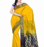 BANARASI Paithani Art Silk Saree (Yellow)