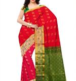Banarasi Silk Blend Saree  (Red & Green ) Art Silk Sarees