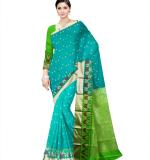 Women's Banarasi Poly Silk Saree (Blue & Green )