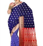 Rani Blie Paithani Silk Saree (Blue & Pink )