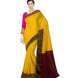 Handloom Pure Cotton Pallu Design Tangail Saree Pink&Yellow