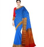 : Golden zari Butta with blouse piece for womens Blue