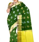 Print silk saree Banarasi (Green and gold-toned) NEW