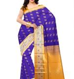 : Saree with Patterned Weave  (Blue&Gold)