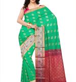 Woven Kanjivaram Cotton Silk Saree  (Green)