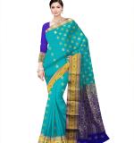 :   Woven Kanjivaram Cotton Silk Saree  (Green & Blue )