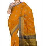 Woven Kanjivaram Myrun Cotton Silk Saree  (Myrun & Blue)