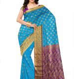 Woven tamilnadu Cotton Soft  Saree (Blue & Dark Pink)