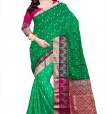 :   Woven  Cotton Soft  Saree (Green & Dark Pink)