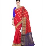 Woven  Cotton Soft  Saree (Red &Blue)
