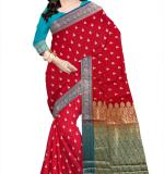 Woven  Cotton Soft  Saree New 2025 (Red&Blue ) MH