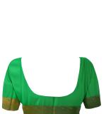 MOON Kanjivaram Silk Blend Saree  (Multicolor, Orange, Green )