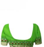 Butta With Bold Paisley Printed Pallu (Blue&Green)