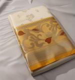 White Color Linen Blend Kasavu Saree