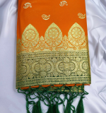 Banarasi Silk Blend Saree  (Oreng) Art Silk Sarees