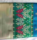Butta With Bold Paisley Printed Pallu (Blue&Green)