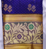 : Saree with Patterned Weave  (Blue&Gold)