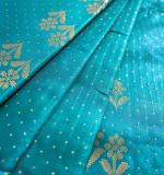 Teal Green Poly Crepe Woven Design Kanjeevaram Saree