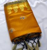 Woven Kanjivaram Myrun Cotton Silk Saree  (Myrun & Blue)
