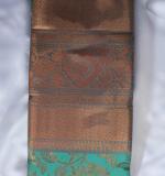 Woven  Soft  Cotton Saree New (Green Dark  & Pink )