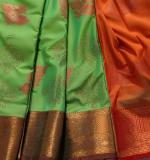 Woven  Soft  soft  Cotton  Saree New ( Green & Coper )