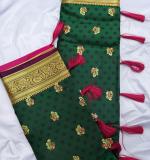 Soft Finished Green color LICHI Silk
