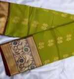 Embellished Kanjivaram Silk Blend Saree  (Multicolor, Yellow, pink)