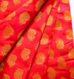 Women Red & Green Woven Design Zari Silk Cotton Banarasi Saree