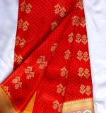 Women Red & Marun  Woven Design Zari Silk Cotton Banarasi Saree