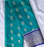 Woven Kanjivaram Cotton Silk Saree  (Blue)