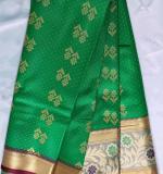 Woven Kanjivaram Cotton Silk Saree  (Green)