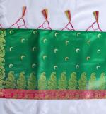 :   Woven Kanjivaram MOON Cotton Silk Saree  (Green & Pink)