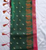 Woven  Soft  Cotton Saree New (Green & Pink )
