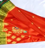 Glamourous Satin Silk Fabric Orange Color Embroidered Saree For Women