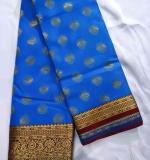 : Golden zari Butta with blouse piece for womens Blue