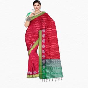 Banarasi Satin, Silk Blend Saree  (Red)