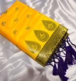 BANARASI Paithani Art Silk Saree (Yellow)