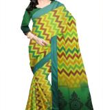:  Green fix Design chek Party Sari  MAHARASHTRA Special