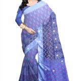 :  Blue fix Design check Party Sari  MAHARASHTRA Special