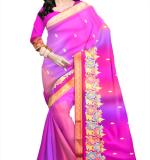 Pink fix Design check Party Sari  MAHARASHTRA Special