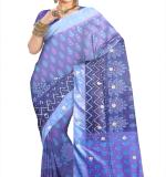 :  Blue fix Design check Party Sari  MAHARASHTRA Special