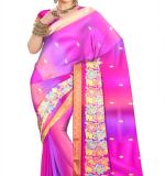 Pink fix Design check Party Sari  MAHARASHTRA Special