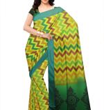 :  Green fix Design chek Party Sari  MAHARASHTRA Special