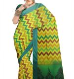 :  Green fix Design chek Party Sari  MAHARASHTRA Special