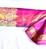 Pink fix Design check Party Sari  MAHARASHTRA Special